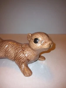1980s Bushy Tail Squirrel Ceramic Brown Speckled Home Decor Figurine 10"L - Picture 1 of 5