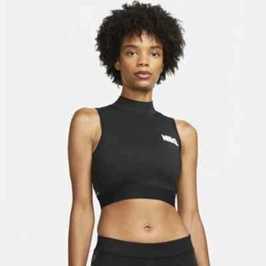Nike x Sacai Crop Top Mockneck Sleeveless Top Women’s Size LARGE CV5722-010 - Picture 1 of 10
