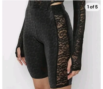 Maniere De Voir кружева мотоциклиста шорты женщин 4 веган кожи эластичной романтический гот - Изображение 1 из 4