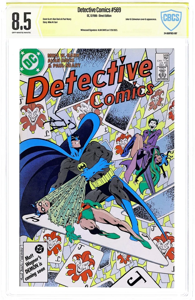 Detective Comics #569 CBCS 8.5 Witnessed Sig Davis 1986 24-06BFB03-067 - Image 1 of 1