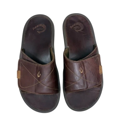 Sandalias sin cordones OluKai Ohana de cuero para hombre EE. UU. 12 marrón 10137 Foto 1 de 4