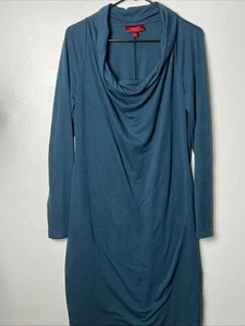 Jennifer Lopez Cowl Neck Longsleeve Large Blue Dress - Picture 1 of 15