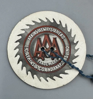 1910s ATKINS SAW Indianapolis Tool SPINNER TOY Mechanical Advertising TRADE CARD - Image 1 of 4