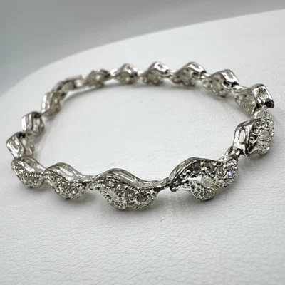 De Colección Napier Link Tenis Pulsera Bisel Facetado Conjunto Estrás Simplemente Elegante 7" Foto 1 de 4