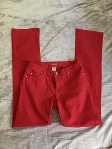 Pantalones de mezclilla Cache rojo estrás botón bootcut talla 2 - Imagen 1 de 10