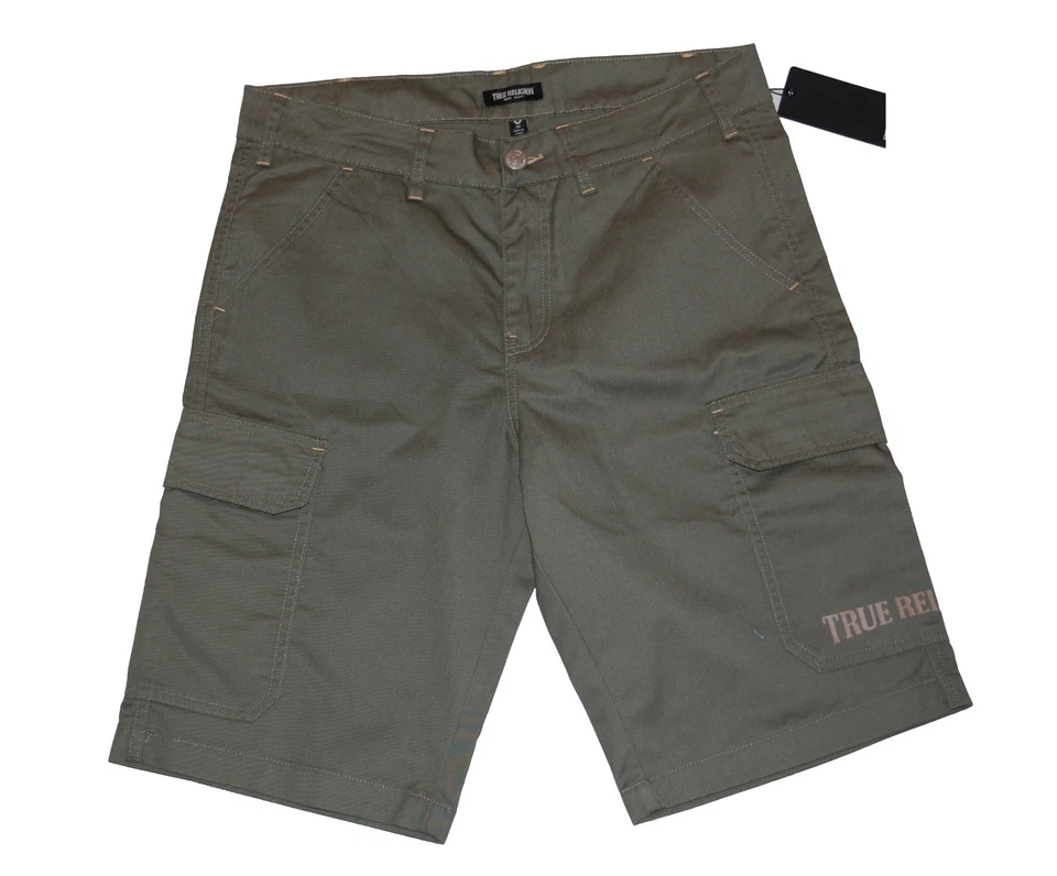 True Religion 104821 Men's Cargo Relaxed Fit Shorts, Green -  Size 36