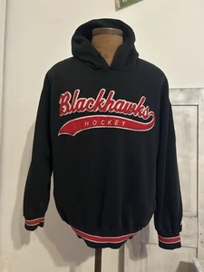 Felpa con cappuccio pullover vintage anni 90 STARTER Chicago Blackhawks NHL hockey ricamata L - Foto 1 di 17