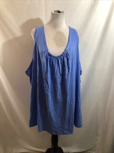 Woman Within Light Blue Sleeveless Top With Gathering - Womens 6X, NEW, Bust 35” - Picture 1 of 6