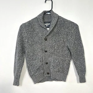 Cardigan maglione OshKosh B'gosh ragazzo grigio collo sciallato taglia 6 maglia classica preparazione - Foto 1 di 5
