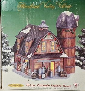 2003 Heartland Valley Village beleuchtete Eule handbemalt Porzellan, rotes Scheunensilo - Bild 1 von 12