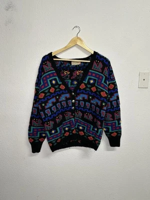 De Colección LL Bean Cárdigan Suéter Grueso Lana Tejido Para Mujer XL Esquí Azteca Nórdico Años 80 Foto 1 de 3