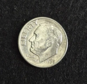 1958 P Roosevelt Silver Dime AU Free Shipping - Picture 1 of 6