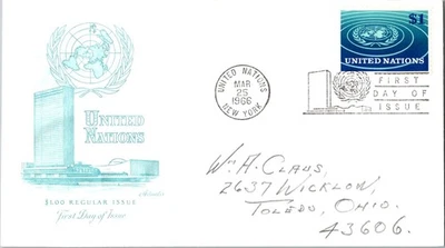 Vintage FDC United Nations NYC Postmark Scott #150 Reissue of Definitives c1966 - Image 1 of 4