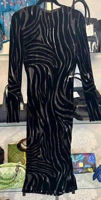Vestido Versace Zebra Midi en Terciopelo-Jacquard - Talla 42 Nuevo con Etiquetas Foto 1 de 4