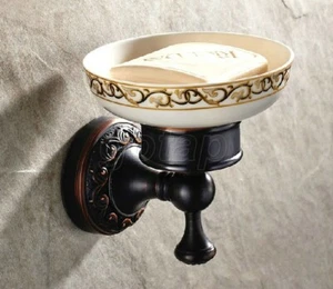Bathroom Accessory Wall Mounted Oil Rubbed Bronze Soap Ceramic Dish Holder - Picture 1 of 9