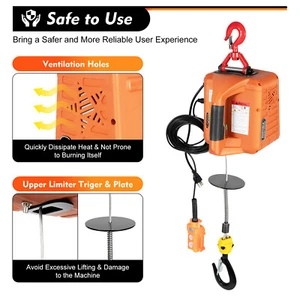 1500W 660 lbs Electric Hoist Winch Engine Crane Overhead Lifting Wireless Remote - Picture 1 of 19