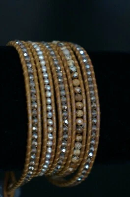 NUEVO Brazalete Chan Luu Cristal Perla Jaspe Piedra SemiPreciosa Plata 5 Envolturas Foto 1 de 4