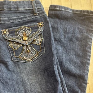Girls Vintage Mudd Jeans size 12 Flap Pocket Rhinestone Bootcut - Picture 1 of 14