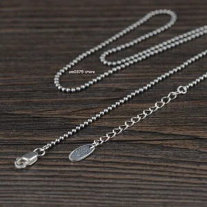 Reines S925 Sterlingsilber Halskette Damen Herren 2 mm kleines Perlenglied 16 bis 24 Zoll L - Bild 1 von 6