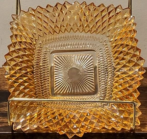 Depression Ära Diamant Spitze Muster Rüschen Rand Pressglas Bonboniere - Bild 1 von 7