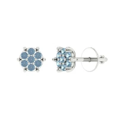 0.28 ct Round Cut Studs Women's Earrings Solid White Gold Earrings Screw back - Image 1 of 4
