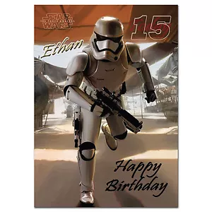 722; Personalised Birthday card; Star Wars 7 The Force Awakens Stormtrooper - Picture 1 of 1