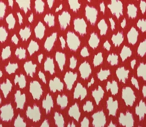BALLARD DESIGNS ARIEL RED KATE SPADE LEOKAT MARASCHINO ANIMAL FABRIC BY THE YARD - Picture 1 of 5