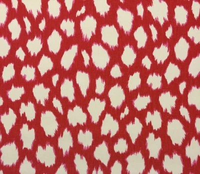 BALLARD DESIGNS ARIEL RED KATE SPADE LEOKAT MARASCHINO ANIMAL FABRIC 4 YARDS - Image 1 of 4