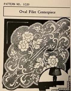 1039 Vintage FILET CENTERPIECE Pattern to Crochet (Reproduction) - Picture 1 of 2