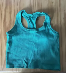 Muscle Republic Cropped Ribbed Singlet - Turquoise - Size Large - Preowned - Picture 1 of 3