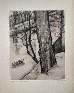 Pierre Guastalla gravure originale signée la grande Jatte 1952 peintres graveurs - Picture 1 of 1