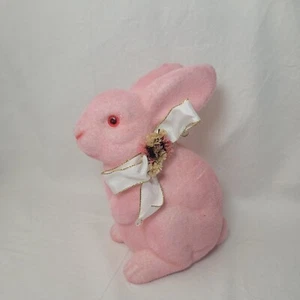 Vintage Coin Bank Fuzzy Standing Bunny Felt Rabbit Easter Felted Pink - Bild 1 von 11