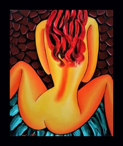 NUDE GIRL. ORIGINAL PALETTE KNIFE TEXTURE OIL PAINTING ART BY IVETA - Picture 1 of 10