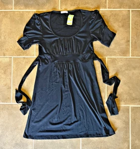 New Xi Forever 21 Navy Blue Y2K Scoop Neck, Tie at Back Dress Large - Picture 1 of 4