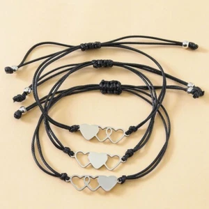 2/3/4Pieces Best Friend Wax Bracelets Sister Matching Distance Heart Bracelet - Bild 1 von 11