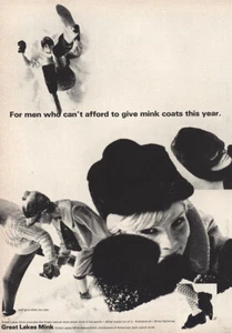 1966 Great Lakes Nerz: Männer, die sich Nerzmäntel nicht leisten können Vintage Print Ad - Bild 1 von 1