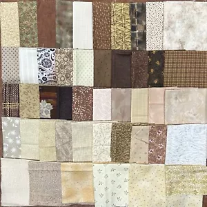 Lot 46 Different Dark Brown Chocolate Beige Tan Ivory Color Assorted Fabric - Picture 1 of 24