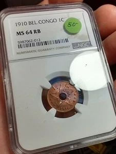 Belgian Congo 1910 Centime NGC MS64 - Picture 1 of 2