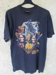 T-shirt INDIAN MOTORCYCLE vintage 1992 GERONIMO SITTING BULL CRAZY HORSE OLP L - Picture 1 of 5