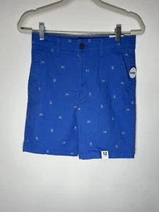 NWT Arizona Jean Co Blue Shorts Boys Size 12 Husky Classic Fit Skull Crossbones - Picture 1 of 8