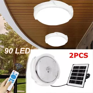 2PCS Solar Power Ceiling Pendant Light Remote Control Out/Indoor Lamp Waterproof - Picture 1 of 15