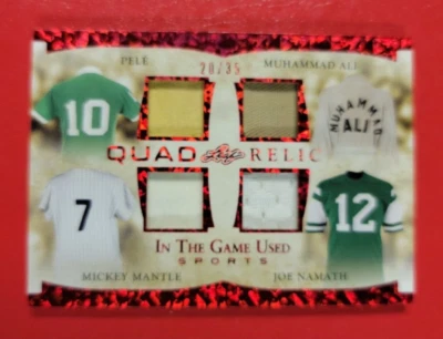 Mickey Mantle JERSEY CARD #d20/35 Joe Namath Muhammad Ali RELIC Pele 2022 LEAF - Image 1 of 3