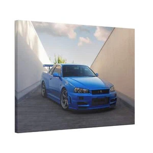Nissan R34 GTR High Resolution Museum Quality Horizontal Canvas Print #028 - Picture 1 of 10