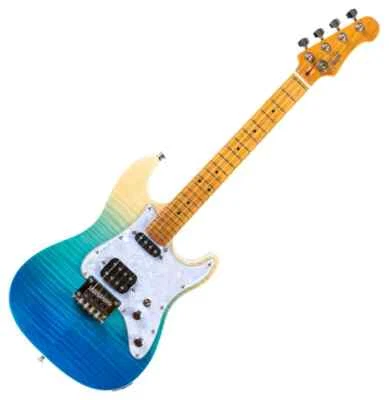 Flight Pathfinder Ukulele Tenore TBL Trasparente Blu Uke Doppio Ritaglio E-Ukulele