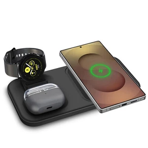 Caricabatteria wireless 3 in 1 15 W pad di ricarica rapida per Samsung Galaxy S25 S24 Watch 7 6 - Foto 1 di 14