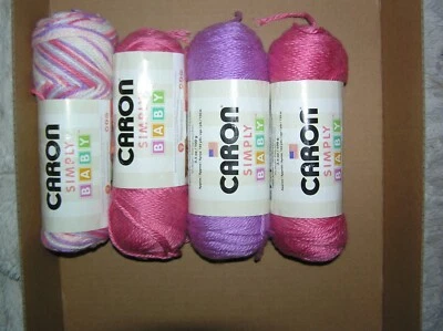 Lote de 4 Hilos Caron SIMPLY BABY EE. UU. NUEVOS 600 YDS + 100% Acrílico RR Foto 1 de 4