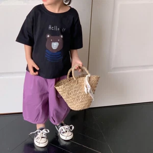 Kid's Pants Spring New Boys and Girls Solid Radish Pants Kid Loose Pocket Pants - Picture 1 of 11