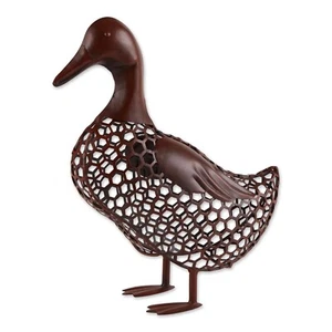 DECORACIÓN DE CAMPO POLLO ALAMBRE PATO METAL ESTATUA PATIO ARTE - Imagen 1 de 8