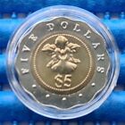 1999 Singapore $5 Scalloped Shaped Vanda Miss Joaquim Flower Bimetallic Coin