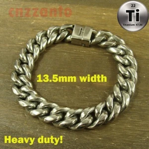 Titanium Ti Heavy duty 13.5mm wide anti-allergy Bracelet Hand Chain Ti204 - Picture 1 of 9